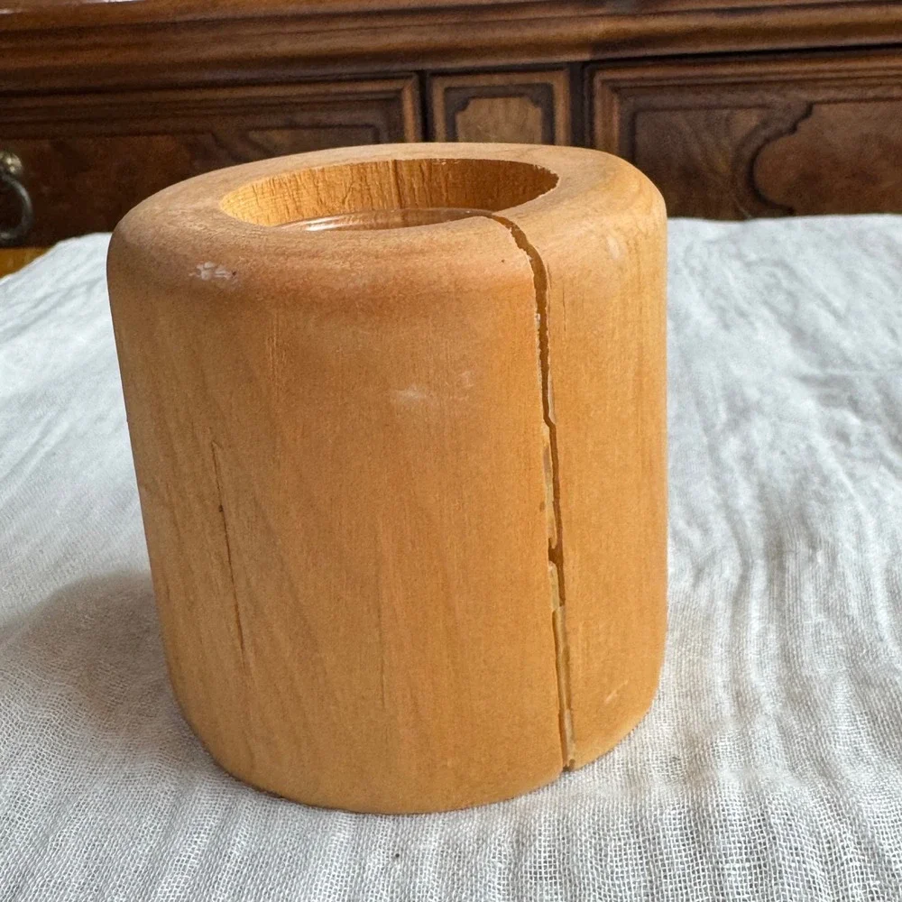 Handmade Wooden Candle Holder Native American Bear Motif Deadwood‎ Aspen